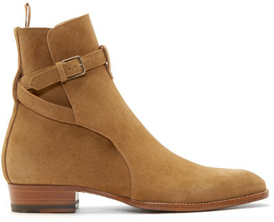 Pointed-toe Authentic Leather British Buckle Martin Boots Men's Fashion