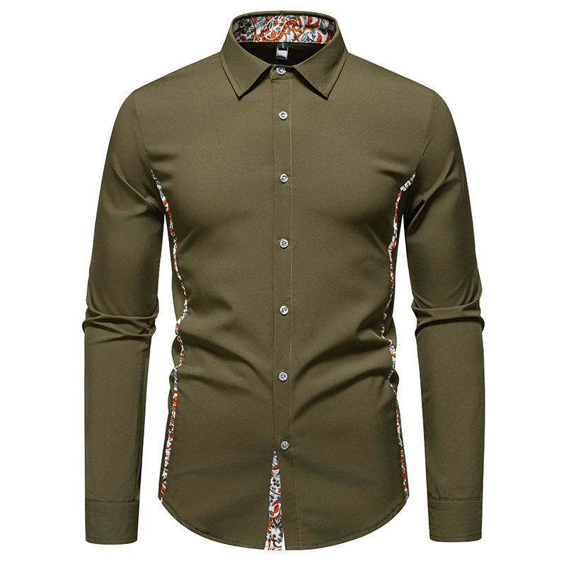 Men’s Paisley Polo Collar Casual Shirt – Elegant Streetwear Style