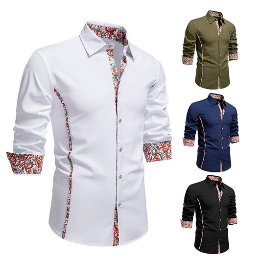 Men’s Paisley Polo Collar Casual Shirt – Elegant Streetwear Style
