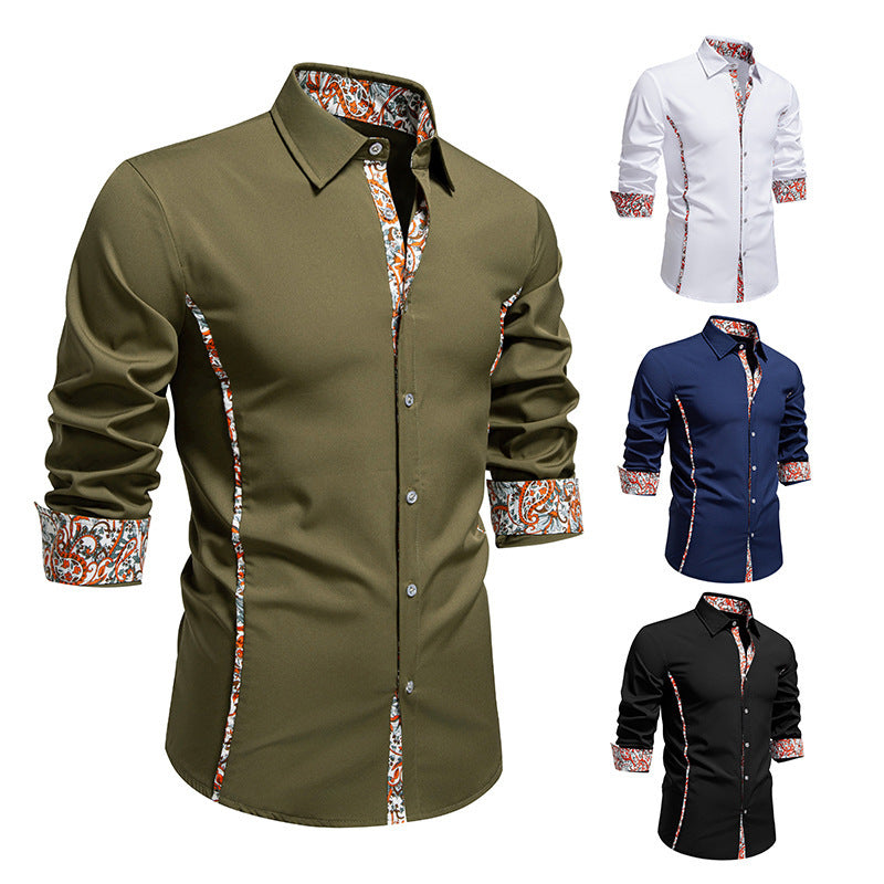 Men’s Paisley Polo Collar Casual Shirt – Elegant Streetwear Style