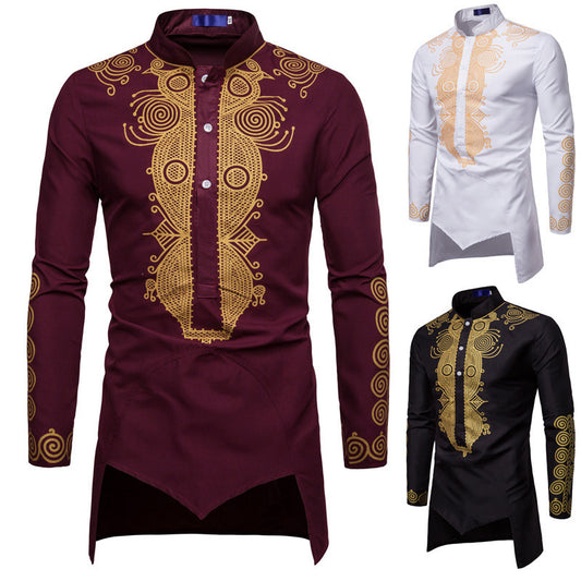 Men’s African Print Long Shirt – Elegant Traditional Style