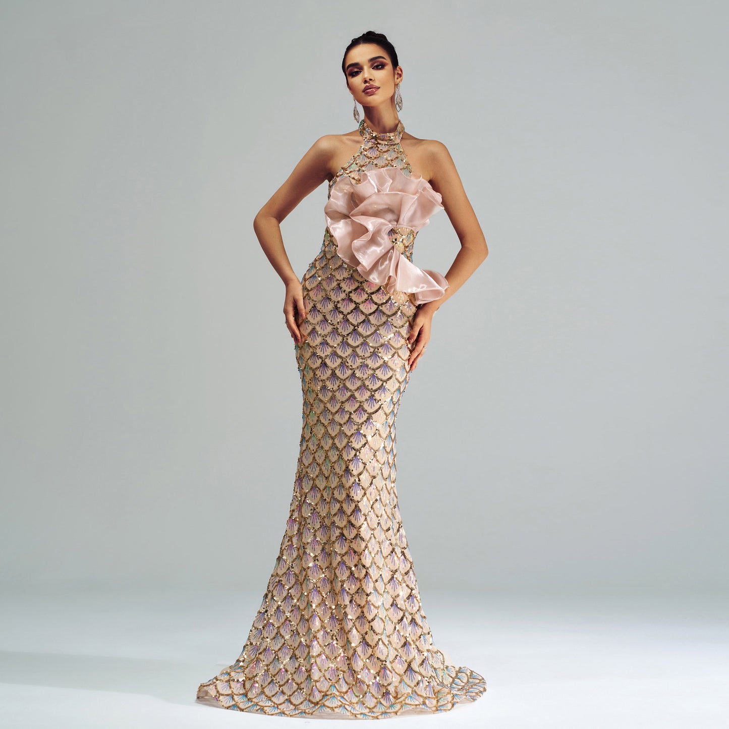 MAKAYAA Luxe Champagne Mermaid Evening Dress ✨