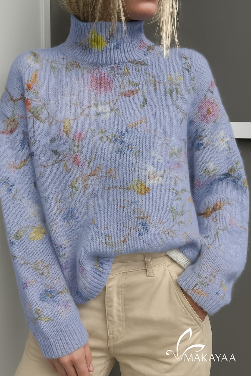 Soft Turtleneck Sweater – Elegant Printed