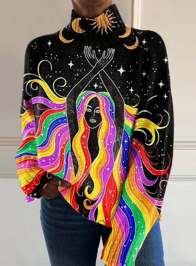 MAKAYAA – 3D Floral Pattern Long Sleeve Pullover | Elegant & Cozy Top