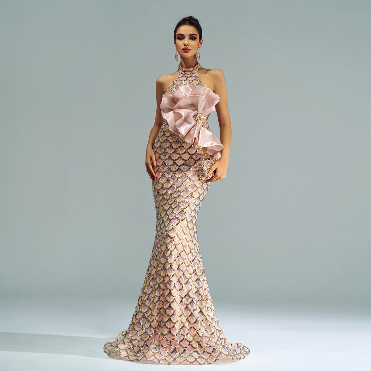 MAKAYAA Luxe Champagne Mermaid Evening Dress ✨