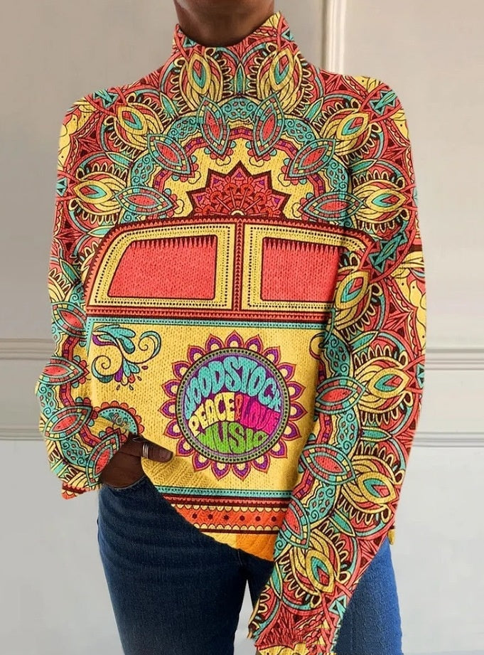 MAKAYAA – 3D Floral Pattern Long Sleeve Pullover | Elegant & Cozy Top