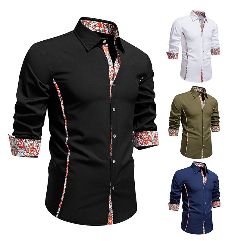 Men’s Paisley Polo Collar Casual Shirt – Elegant Streetwear Style