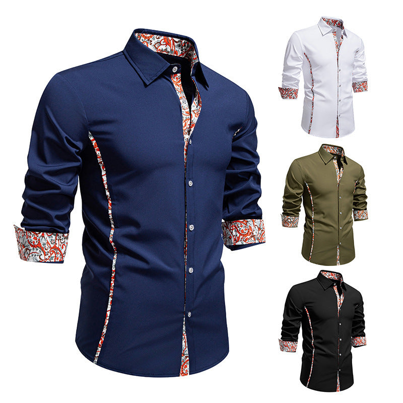 Men’s Paisley Polo Collar Casual Shirt – Elegant Streetwear Style